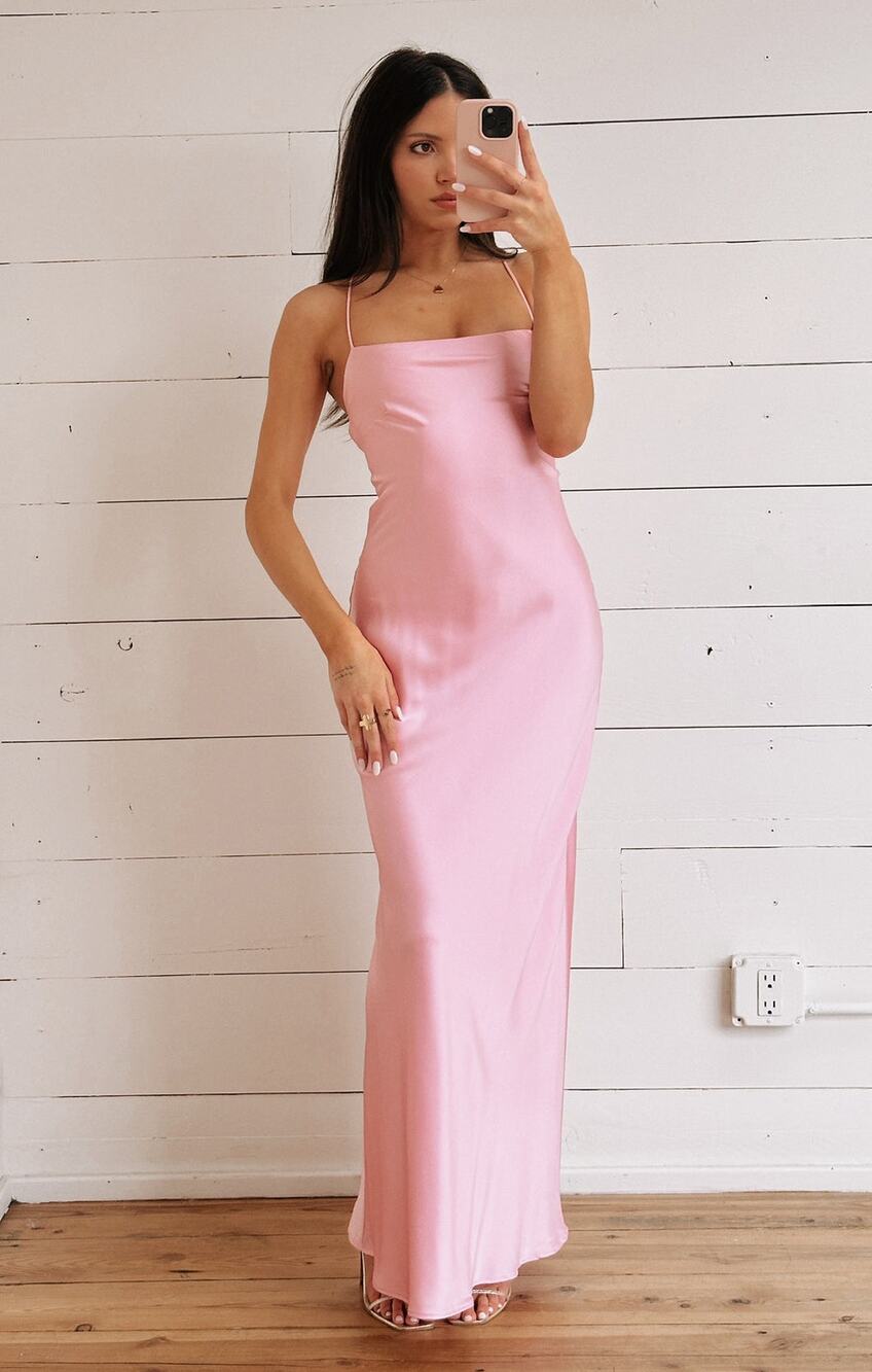 Show Me Your Mumu Dani Slip Dress in Light Pink Luxe Satin XXL - Picture 2 of 8